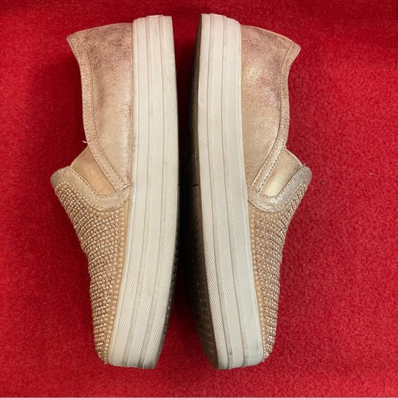 SKECHERS Sz 8 Rise Gold Pearls  Slip On White Rubber Sole SN801 Loafers Shoes - Picture 5 of 11